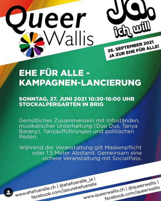 Kampagnen-Lancierung «Ehe für Alle» (QueerWallis, 27. Juni)